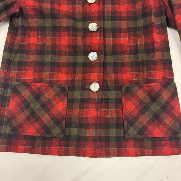 Vtg Pendleton 49er Jacket Womens 10 Plaid Wool Chore Barn Farm Coat Red Green - Picture 3 of 8